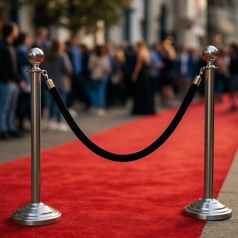 مجموعة من 4 حبال مخملية سوداء من Okllen مع خطافات ذهبية، حاجز للتحكم في الحشود بطول 5 أقدام لأحداث السجاد ودور السينما والفنادق (غير متضمنة المدرجات) in Saudi Arabia