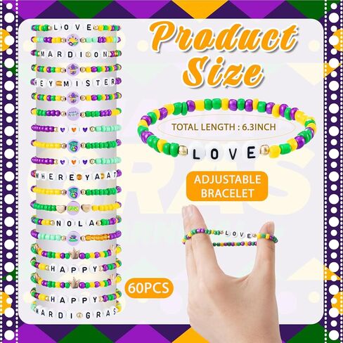 60 PCS استقلال الأساور Braclets Bulk 4th of July Friendship Friendlets Admended Beaded Clay Surfer Heishi Jewelry for Women Gift Party Supplies in Kuwait