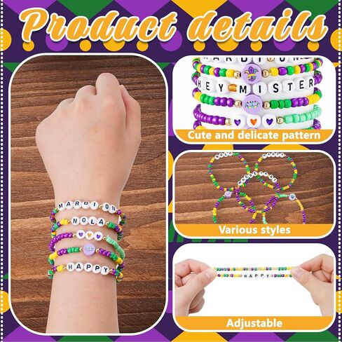 60 PCS استقلال الأساور Braclets Bulk 4th of July Friendship Friendlets Admended Beaded Clay Surfer Heishi Jewelry for Women Gift Party Supplies in Kuwait