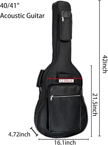 حقيبة جيتار صوتي مقاس 40/41 بوصة من moosiker ببطانة ناعمة مقاومة للماء مقاس 10 مم (جيتار صوتي مربع بسمك 10 مم، 41 بوصة أسود) in Kuwait