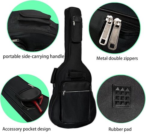 حقيبة جيتار صوتي مقاس 40/41 بوصة من moosiker ببطانة ناعمة مقاومة للماء مقاس 10 مم (جيتار صوتي مربع بسمك 10 مم، 41 بوصة أسود) in Kuwait