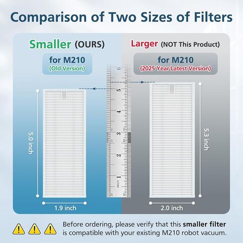16 Pack Filter Replacement Parts for 𝗟𝗲𝗳𝗮𝗻𝘁 𝗠𝟮𝟭𝟬, for 𝗢𝗞𝗣 𝗟𝗶𝗳𝗲 𝗞𝟮 𝗞𝟯 𝗞𝟯𝗔 𝗞𝟰 𝗞𝟱 Robot Vacuum, with HEPA Filter Size 5.0 * 1.9 Inch (NOT FOR M210 Pro) in Kuwait