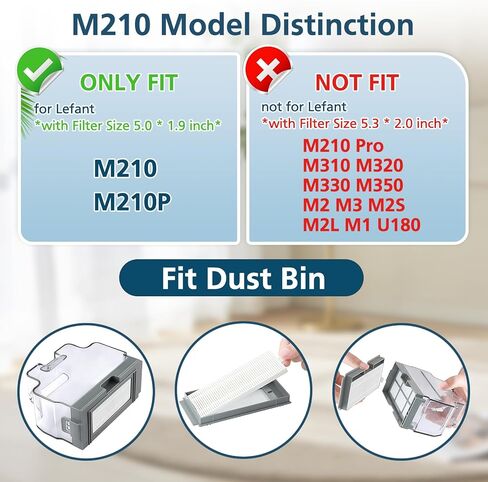 16 Pack Filter Replacement Parts for 𝗟𝗲𝗳𝗮𝗻𝘁 𝗠𝟮𝟭𝟬, for 𝗢𝗞𝗣 𝗟𝗶𝗳𝗲 𝗞𝟮 𝗞𝟯 𝗞𝟯𝗔 𝗞𝟰 𝗞𝟱 Robot Vacuum, with HEPA Filter Size 5.0 * 1.9 Inch (NOT FOR M210 Pro) in Kuwait