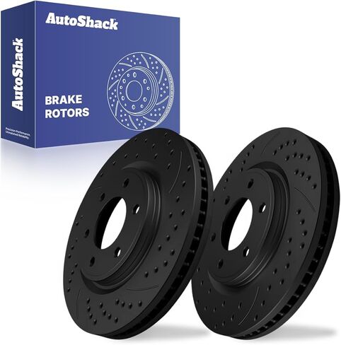 AutoShack Front Drilled Slotted Brake Rotors Silver Pair of 2 Driver and Passenger Side Replacement for INFINITI QX80 QX56 2007-2015 2017-2023 Nissan TITAN 2008-2015 2017-2023 Armada RWD PR41508DSZPR in Kuwait