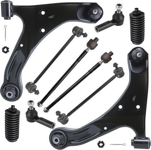 Detroit Axle - Front End 10pc Suspension Kit for 2008-2012 Jeep Liberty, 2007-2011 Dodge Nitro, 2 Upper Control Arms w/Ball Joint 2 Lower Ball Joints 2 Sway Bars 4 Inner Outer Tie Rods Replacement in Kuwait