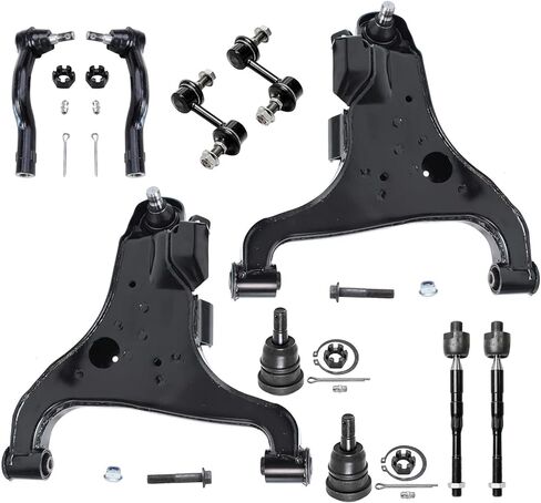 Detroit Axle - Front End 10pc Suspension Kit for 2008-2012 Jeep Liberty, 2007-2011 Dodge Nitro, 2 Upper Control Arms w/Ball Joint 2 Lower Ball Joints 2 Sway Bars 4 Inner Outer Tie Rods Replacement in Kuwait