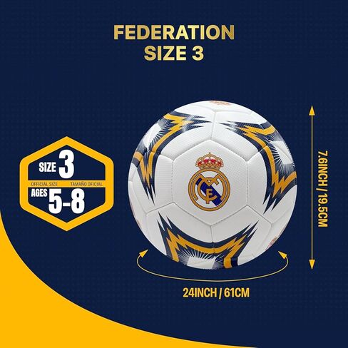Icon Sports متوافقة مع كرة قدم ريال مدريد المرخصة رسميًا مقاس 3 in Saudi Arabia