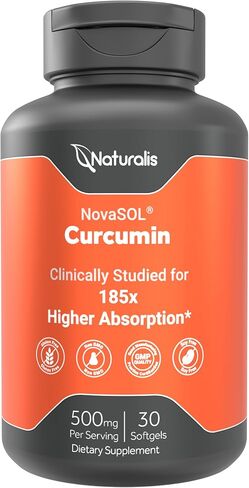Naturalis NovaSOL Turmeric Curcumin (5,550mg Curcuminoids Equivalent Per Serving) - Clinical Proven with 185X Better Absorption | Antioxidant Support for Brain, Joint & Immune Health* | 30 Servings in Saudi Arabia