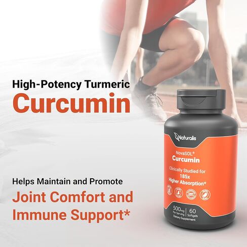 Naturalis NovaSOL Turmeric Curcumin (5,550mg Curcuminoids Equivalent Per Serving) - Clinical Proven with 185X Better Absorption | Antioxidant Support for Brain, Joint & Immune Health* | 30 Servings in Saudi Arabia