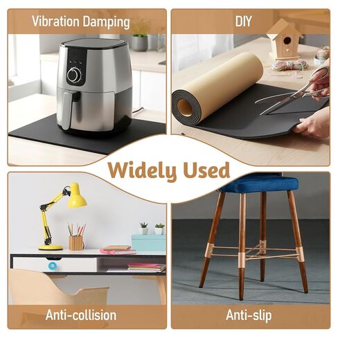 صفائح مطاطية من إسفنج النيوبرين مع ورقة إسفنجية لاصقة، لفة مطاطية من النيوبرين العازلة للخلايا المغلقة من أجل حشوات DIY ووسادات الصدمات والبطانة (12 بوصة عرض × 1/4 بوصة طول × 157 بوصة طول، أسود) in Kuwait