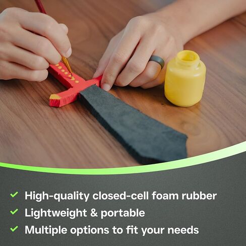 XCEL Multi-Purpose Crafting Foam Sheet Roll – Neoprene Rubber Sheets for Costumes Cosplay Packing Foam Gasket Material – Closed Cell Foam Padding in Various Options (Black, 72" x 17" x 3/8" (1 Pack)) in Saudi Arabia