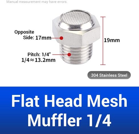 5Pcs Air Pneumatic Mufflers, PT 1/8" Male Thread 304 Stainless Steel Flat Head Mesh Silencer Fitting for Industrial Grade Air Compressor Tools, Automotive Workshop in Saudi Arabia