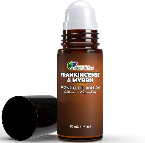 Frankincense & Myrrh Essential Oil Roll-On, 30 mL (1 fl oz) – Pre-Diluted Aromatherapy Rollerball in Fractionated Coconut Oil (FCO) – Alcohol-Free Pulse Point Oil Roller in Saudi Arabia