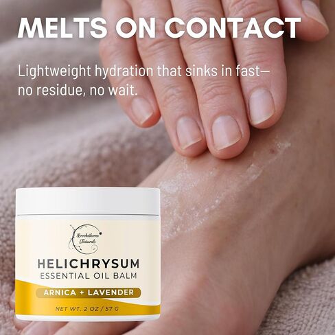 بروكثورن ناتشورالز بلسم الهيليكريسوم | بلسم زيت الهيليكريسوم العطري عالي التركيز للبشرة الهشة | أرنيكا مونتانا، زيت الخروع واللافندر | 2 أوقية in Kuwait