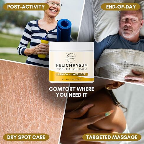 بروكثورن ناتشورالز بلسم الهيليكريسوم | بلسم زيت الهيليكريسوم العطري عالي التركيز للبشرة الهشة | أرنيكا مونتانا، زيت الخروع واللافندر | 2 أوقية in Kuwait
