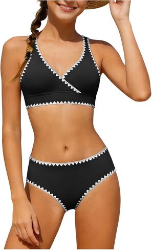 Girls Bathing Suit Bikinis v Neck Adjustable Straps Triangle Cute Teen Swimsuits Two Piece Outfits Swim 5-16 Years in Saudi Arabia