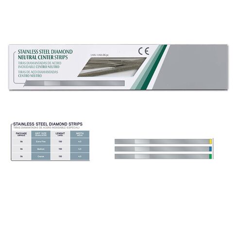 Fen Dental Diamond Strips- Medium, Coarse or Extra Fine - 6 pcs 4mm Gapped Center -Sanding Strip for Gross Reduction. Abrasive for Contouring Teeth. Stainless Steel Tooth Polisher (Extra Fine) in Kuwait