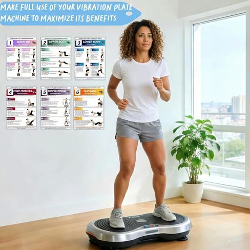 Vibration Plate Workout Poster, 30-Day Beginner to Advanced Professiona Guidance,Full-Body Exercises,6 Workout Guidance & 2 Pcs Planner for Home & Gym Use,Compatible With All Vibration Plate Machines. in Saudi Arabia