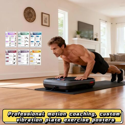 Vibration Plate Workout Poster, 30-Day Beginner to Advanced Professiona Guidance,Full-Body Exercises,6 Workout Guidance & 2 Pcs Planner for Home & Gym Use,Compatible With All Vibration Plate Machines. in Saudi Arabia