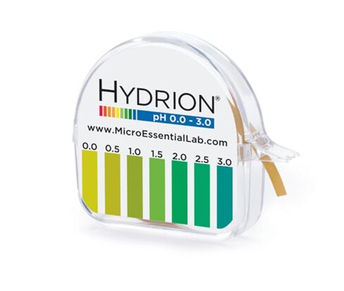 موزع ورق اختبار درجة الحموضة قصير المدى 305 هايدريون من ميكرو إيسنشيال لاب، 0.0 - 3.0 درجة حموضة، لفة واحدة in Kuwait
