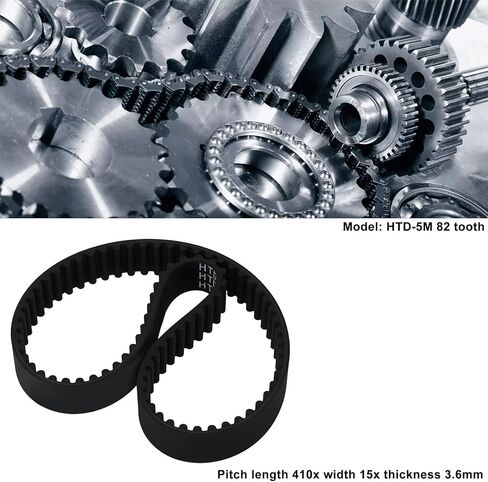 ECSiNG 2x Rubber Timing Belt HTD-5M 82 Teeth Pitch 410mmx15mmx3.6mm Suitable for Transmission Gear Drive in Kuwait