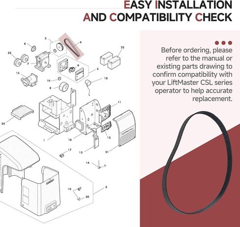 for K16-GT2-7 Replacement Timing Belt for CSL Series Sliding Door Operators - Compatible with CSL24V、CSL24U、CSL24UL、CSL24UV、CSL24VH、CSL24VDC Models in Kuwait