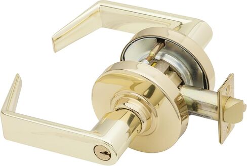 Schlage ND95PD RHO 605 C123 Keyway Series ND الصف 1 قفل أسطواني مع Vandlgard، وظيفة أمان الفصل الدراسي، C123 Keyway، تصميم رودس، لمسة نهائية من النحاس اللامع in Saudi Arabia