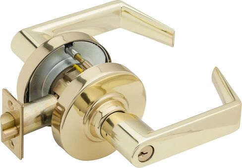 Schlage ND95PD RHO 605 C123 Keyway Series ND الصف 1 قفل أسطواني مع Vandlgard، وظيفة أمان الفصل الدراسي، C123 Keyway، تصميم رودس، لمسة نهائية من النحاس اللامع in Saudi Arabia