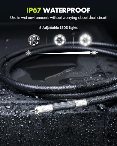 Anykit 360° 4 Ways Articulating Borescope, Industrial Endoscope with 0.26 in Articulated Snake Camera, Inspection Camera with 6 Adjustable LED Lights Compatible with Phone and Android - 3.3 FT in Kuwait