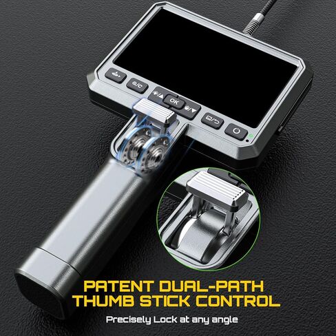 DXZtoz منظار مفصلي ثنائي العدسات مع ضوء، كاميرا فحص منظار صناعي مفصلية رفيعة 6.5 مم، نطاق محرك عالي الدقة بشاشة مزدوجة 5 بوصة لميكانيكي السيارات بالطائرات - 5FT in Kuwait