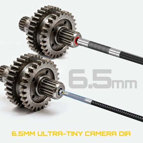 DXZtoz منظار مفصلي ثنائي العدسات مع ضوء، كاميرا فحص منظار صناعي مفصلية رفيعة 6.5 مم، نطاق محرك عالي الدقة بشاشة مزدوجة 5 بوصة لميكانيكي السيارات بالطائرات - 5FT in Kuwait