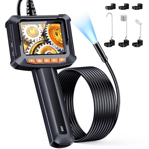Borescope Camera with Light, 4.3" IPS 1080P HD Handheld Endoscope, 8 Adjustable LEDs, 16.4ft Semi-Rigid Snake Cable, IP67 Waterproof, Inspection Camera for Automotive,Sewer, HVAC,Wall, Men Tools in Kuwait