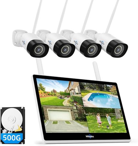 Hiseeu 【5MP, Wireless Pro Security Camera Wireless Outdoor, Home Security, Spotlight Color Night Vision, 2.4Ghz & 5Ghz Wi-fi, SD Card and Cloud Storage Supported, Compatible with Alexa in Kuwait