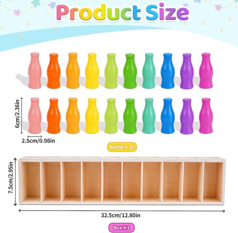 لعبة مطابقة ألوان الزجاجة من ATOYUS، ألعاب مونتيسوري للأطفال الصغار بعمر 3 سنوات فما فوق، لعبة لوحة عائلية من 2 إلى 4 لاعبين للأطفال والكبار أثناء السفر والتخييم وحفلات العطلات، هدايا عيد الميلاد للأولاد والبنات in Kuwait