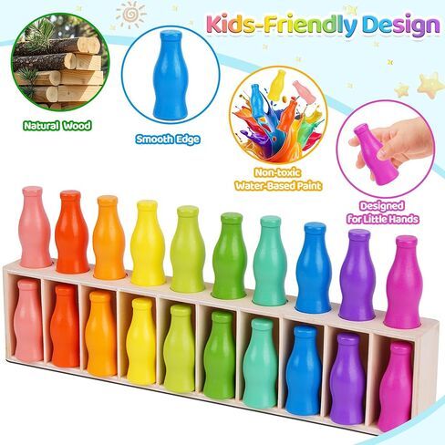 لعبة مطابقة ألوان الزجاجة من ATOYUS، ألعاب مونتيسوري للأطفال الصغار بعمر 3 سنوات فما فوق، لعبة لوحة عائلية من 2 إلى 4 لاعبين للأطفال والكبار أثناء السفر والتخييم وحفلات العطلات، هدايا عيد الميلاد للأولاد والبنات in Kuwait