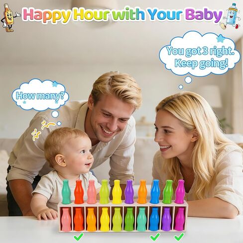 لعبة مطابقة ألوان الزجاجة من ATOYUS، ألعاب مونتيسوري للأطفال الصغار بعمر 3 سنوات فما فوق، لعبة لوحة عائلية من 2 إلى 4 لاعبين للأطفال والكبار أثناء السفر والتخييم وحفلات العطلات، هدايا عيد الميلاد للأولاد والبنات in Kuwait