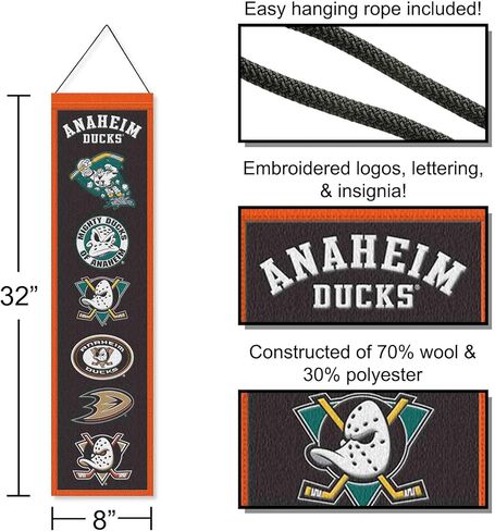 WinCraft Anaheim Ducks Evolution 8x32 Inch Vertical Wool Embroidered Hanging Banner in Saudi Arabia