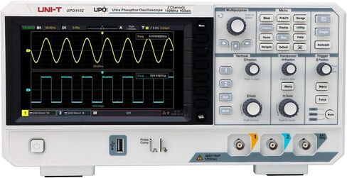 UNI-T UPO1102 100 ميجا هرتز 2Ch DSO Ultra Phosphor راسم الذبذبات الرقمي 1 GSa/s عمق الذاكرة 56 Mpts 500,000 wfm/s 7in عرض 1Mpts FFT نقاط أخذ العينات in Saudi Arabia