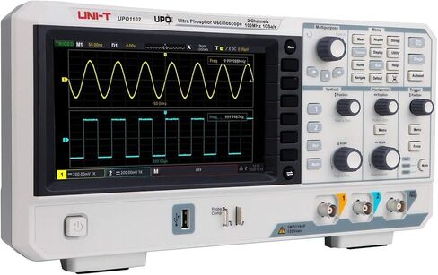 UNI-T UPO1102 100 ميجا هرتز 2Ch DSO Ultra Phosphor راسم الذبذبات الرقمي 1 GSa/s عمق الذاكرة 56 Mpts 500,000 wfm/s 7in عرض 1Mpts FFT نقاط أخذ العينات in Saudi Arabia