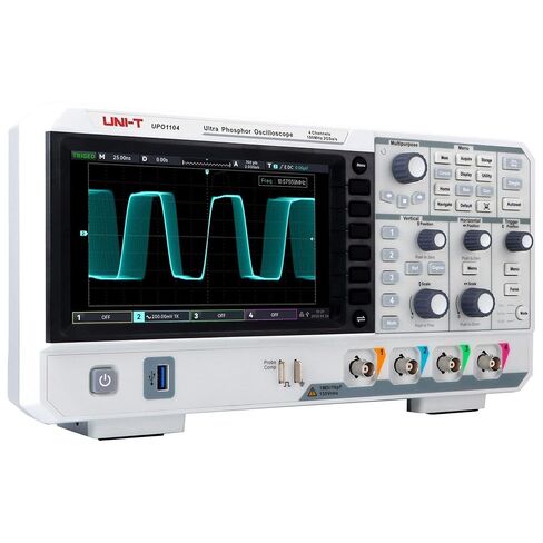 UNI-T UPO1104 راسم الذبذبات الرقمي - 100 ميجاهرتز، 4 قنوات، 2 GSa/s، 56 ميجابت في الثانية، 7 بوصة in Saudi Arabia