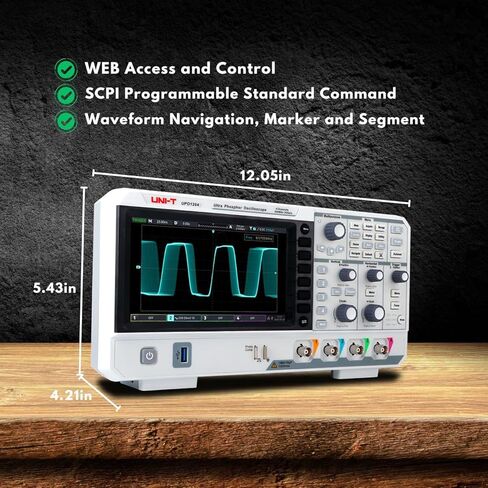 UNI-T UPO1104 راسم الذبذبات الرقمي - 100 ميجاهرتز، 4 قنوات، 2 GSa/s، 56 ميجابت في الثانية، 7 بوصة in Saudi Arabia