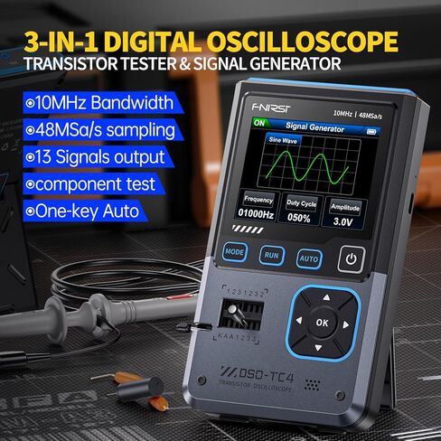 DSO-TC4 3 في 1 راسم الذبذبات المحمول، جهاز اختبار الترانزستور، عرض النطاق الترددي 10 ميجاهرتز، معدل أخذ العينات 48MSa/s، الجهد الكهربي، الصمام الثنائي، المكثف، المقاوم. in Saudi Arabia
