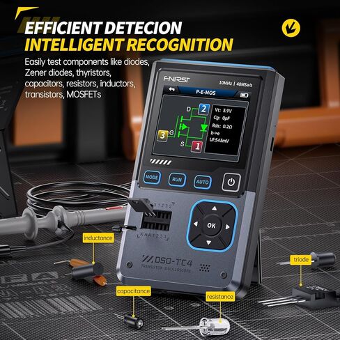 DSO-TC4 3 في 1 راسم الذبذبات المحمول، جهاز اختبار الترانزستور، عرض النطاق الترددي 10 ميجاهرتز، معدل أخذ العينات 48MSa/s، الجهد الكهربي، الصمام الثنائي، المكثف، المقاوم. in Saudi Arabia