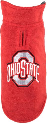 The License House Ohio State Buckeyes Dog Fleece Jacket, Adjustable Reversible with Harness Hole, Wind-Resistant, Red - 16'' in Saudi Arabia