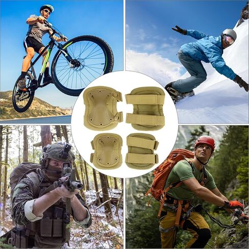QWORK Tactical Combat Knee and Elbow Protective Pads Sets for Outdoor Paintball Game Cycling Skateboarding in Saudi Arabia