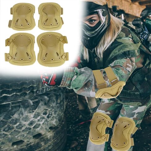 QWORK Tactical Combat Knee and Elbow Protective Pads Sets for Outdoor Paintball Game Cycling Skateboarding in Saudi Arabia