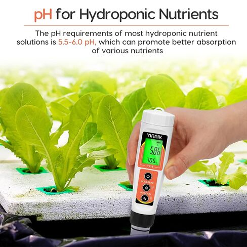 YINMIK PH Meter, Digital 4 in 1 PH EC TDS Temp Meter for Water Hydroponics, Waterproof DWC PH and EC PPM Water Tester with Backlit for Nutrients Growing, Indoor Garden, Home Brewing, Pool, Aquarium in Saudi Arabia