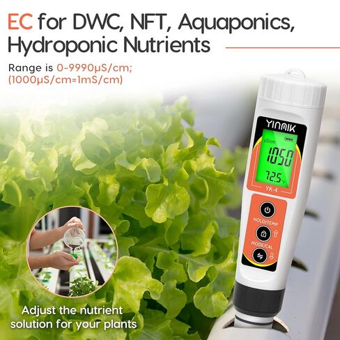 YINMIK PH Meter, Digital 4 in 1 PH EC TDS Temp Meter for Water Hydroponics, Waterproof DWC PH and EC PPM Water Tester with Backlit for Nutrients Growing, Indoor Garden, Home Brewing, Pool, Aquarium in Saudi Arabia
