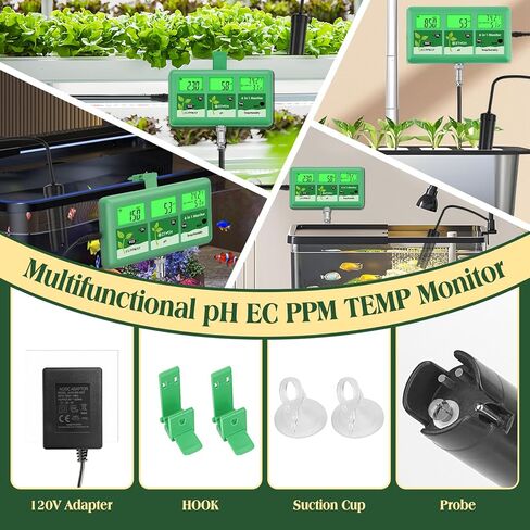 جهاز مراقبة مستمر لدرجة الحموضة EC للزراعة المائية، جهاز قياس درجة الحموضة 6 في 1 واي فاي EC PPM CF، جهاز مراقبة توصيل الرطوبة الرقمي لدرجة الحموضة TDS لنظام الزراعة المائية DWC، البستنة الهوائية، Aquaponic in Kuwait