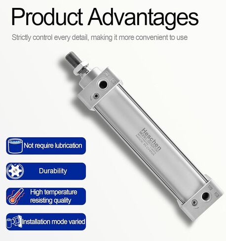 Heschen Pneumatic Standard Cylinder, SC 50-150, PT1/4'' Port, 50mm Bore, 150mm Stroke, Double Acting in Kuwait